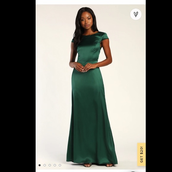 Lulus Dresses & Skirts - Lulu’s Celebration of Romance Emerald Green Satin Tie-Back Maxi Dress